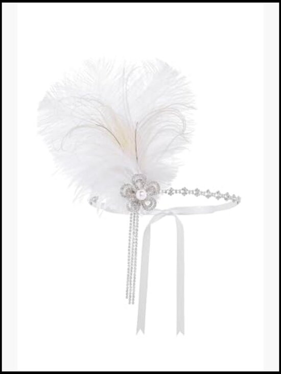 Feather Flapper Headpiece Vintage Rhinestone Headband Gatsby Party Costume main image 6